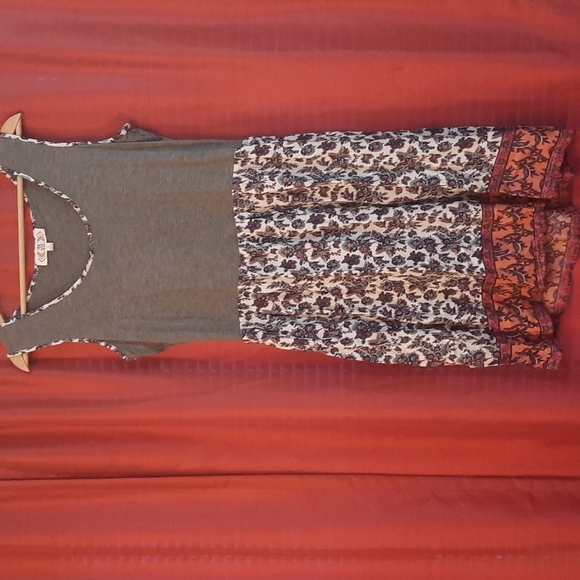 Pink & Grey Floral Printed Overlap Dress main image 1